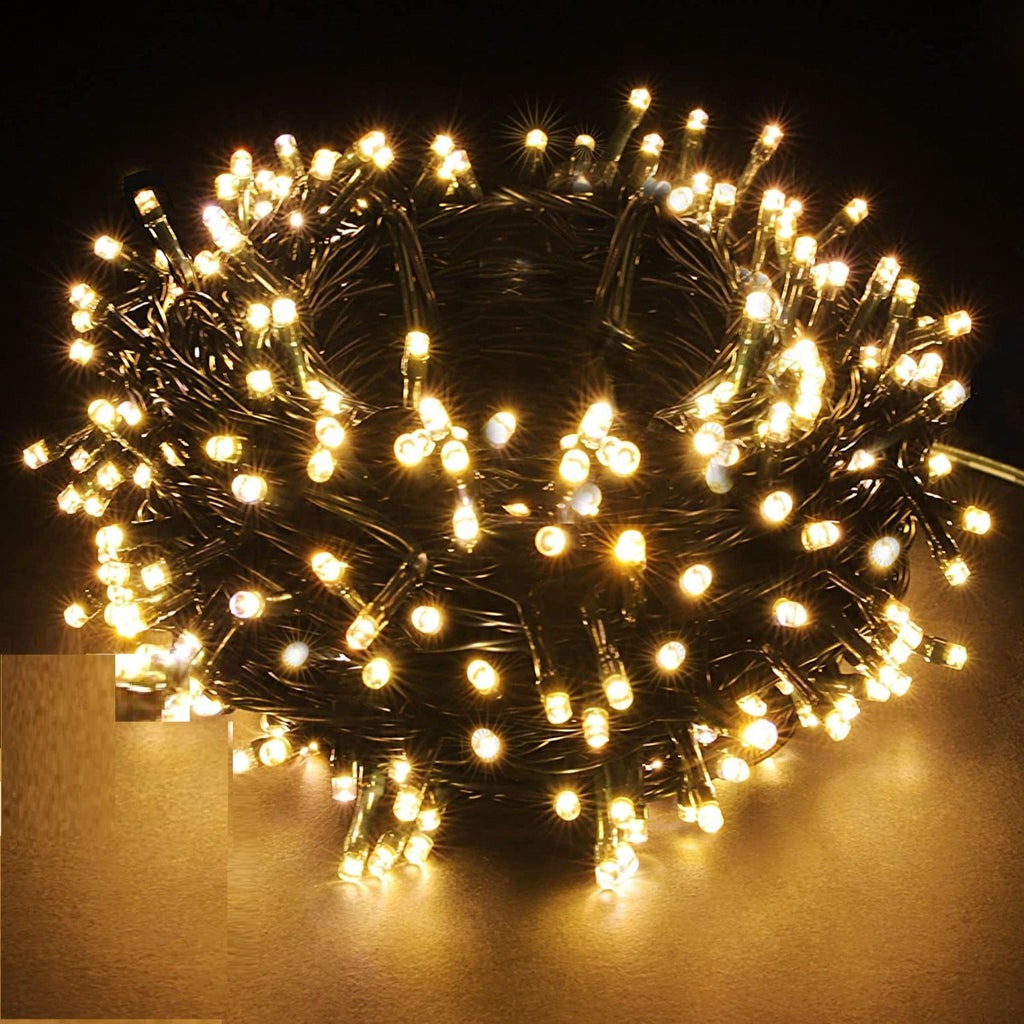 Catena Natale 200 led luci bianco caldo cavo nero 17 m