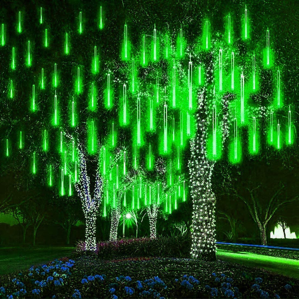 Luci Natalizie effetto pioggia di meteore 360 LED 10 tubi da 30 cm verde