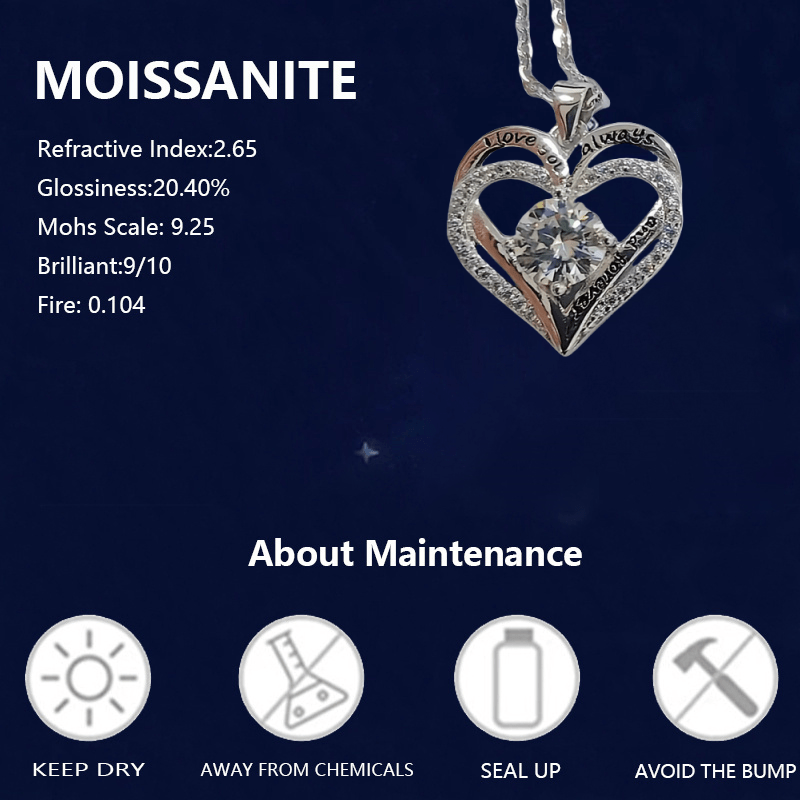 Collana in argento 925 con moissanite da 1 carato