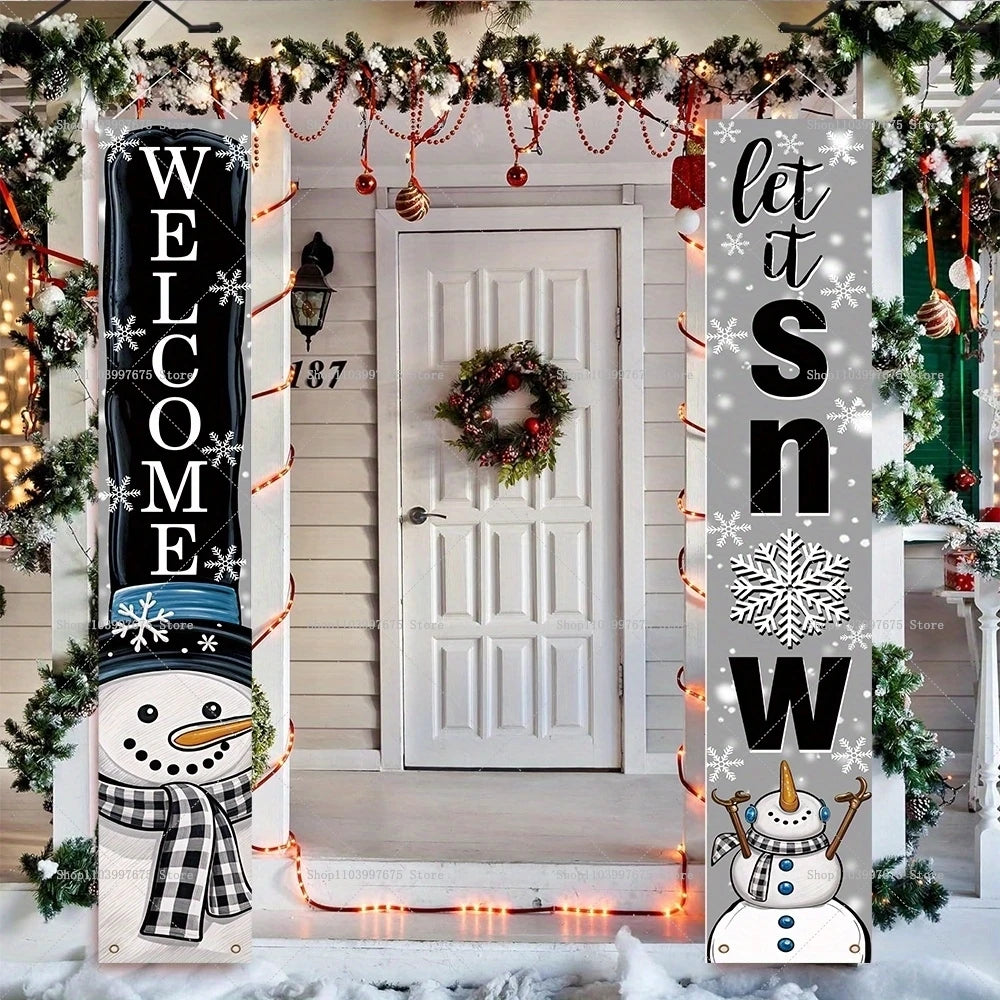 Banner natalizio con pupazzo di neve