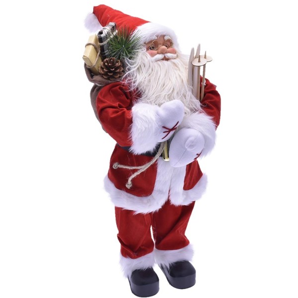 Babbo Natale Classico 40cm In Plastica Vestiti In Tessuto Decorazione Natalizia